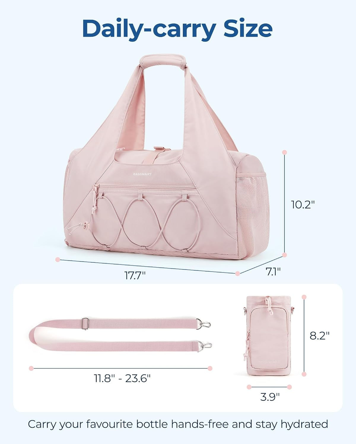 BAGSMART Gym Bag for Women, Lightweight Duffel with Shoe Compartment, Tote Bag with Wet Pocket for Yoga Travel, Camel