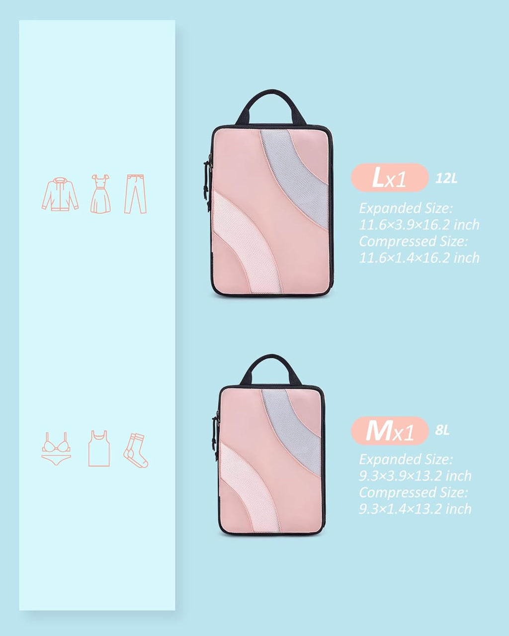 BAGSMART Compression Packing Cubes for Travel