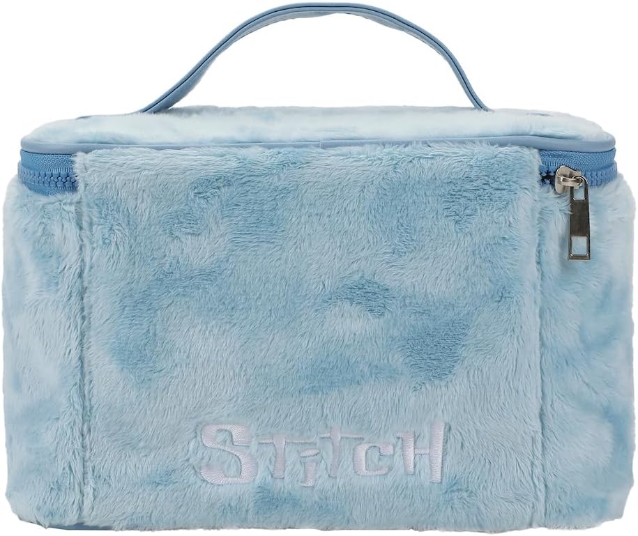 Bioworld Disney Stitch Embroidered Face Blue 6" Beauty Case