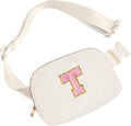 Gitus Gifts for Teen Girls Birthday Gifts for Daughter Sister Friends Initial Belt Bag Fanny Pack Crossbody Bags Girls Gifts Age 6-8 8-10 10-12 Trendy Stuff Travel Essentials (Ivory-T)