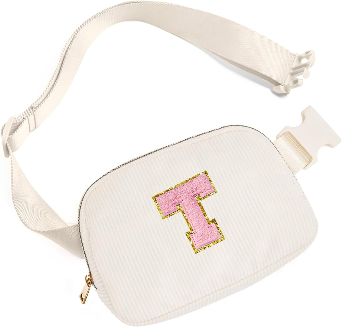 Gitus Gifts for Teen Girls Birthday Gifts for Daughter Sister Friends Initial Belt Bag Fanny Pack Crossbody Bags Girls Gifts Age 6-8 8-10 10-12 Trendy Stuff Travel Essentials (Ivory-T)