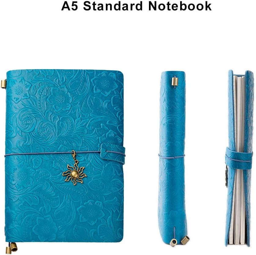 Refillable Leather Journal Travelers Notebook A5 Blue