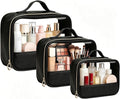 Clear Makeup Bags with Zipper, 3 Pack Clear Cosmetic Bag Set Makeup Organizer TSA Approved Travel Toiletry Bag for Carry-on & Checked Luggage Water Resistant Car Storage Organizer Women