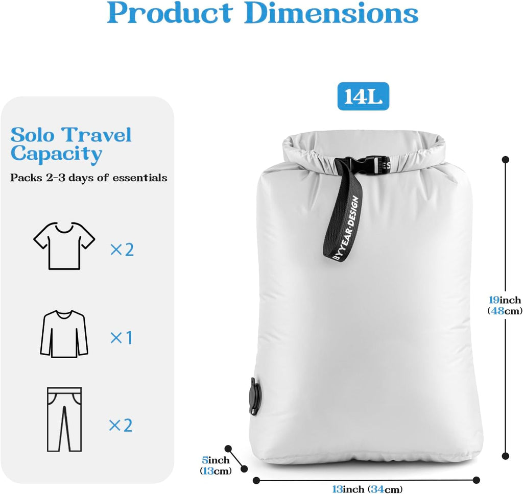 Travel Laundry Bag for Dirty Clothes, Waterproof Compression Bag