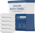 ecolook Disposable Bath Towels for Travel, 6-Pack Extra Large 31"x63", 100GSM Plant Fiber, Dual Texture Soft & Quick-Drying Disposable Towels for Hotel Camping Beach Swimming Gym Sauna Spa