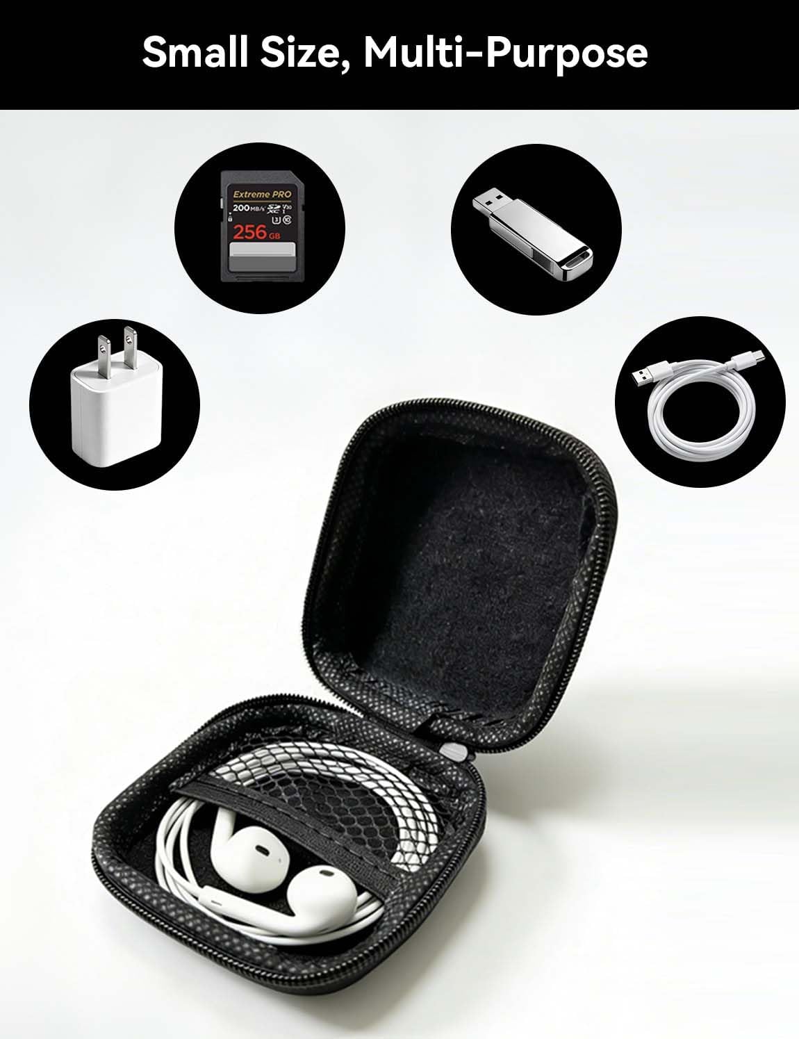 MAS CARNEY Earphone Case, Headphone Earbud Hard Protective Carrying earplug Case Bag for Wired Earphones MP3 Small Items