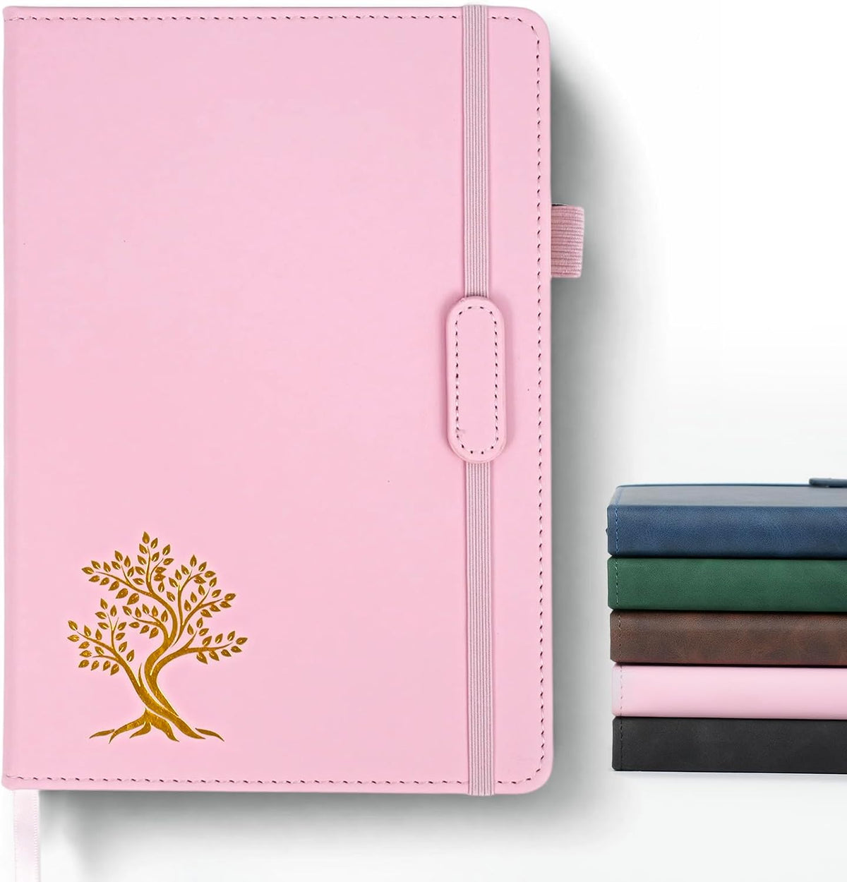 Vintage Hardcover Leather Journal Notebook, A5 Lined Notebook for Business Work School, 224 Pages 100GSM Thick No Bleed Paper, 180° Lay Flay Premium Writing Notebook for Note Taking Daily Diary Travel (Pink)