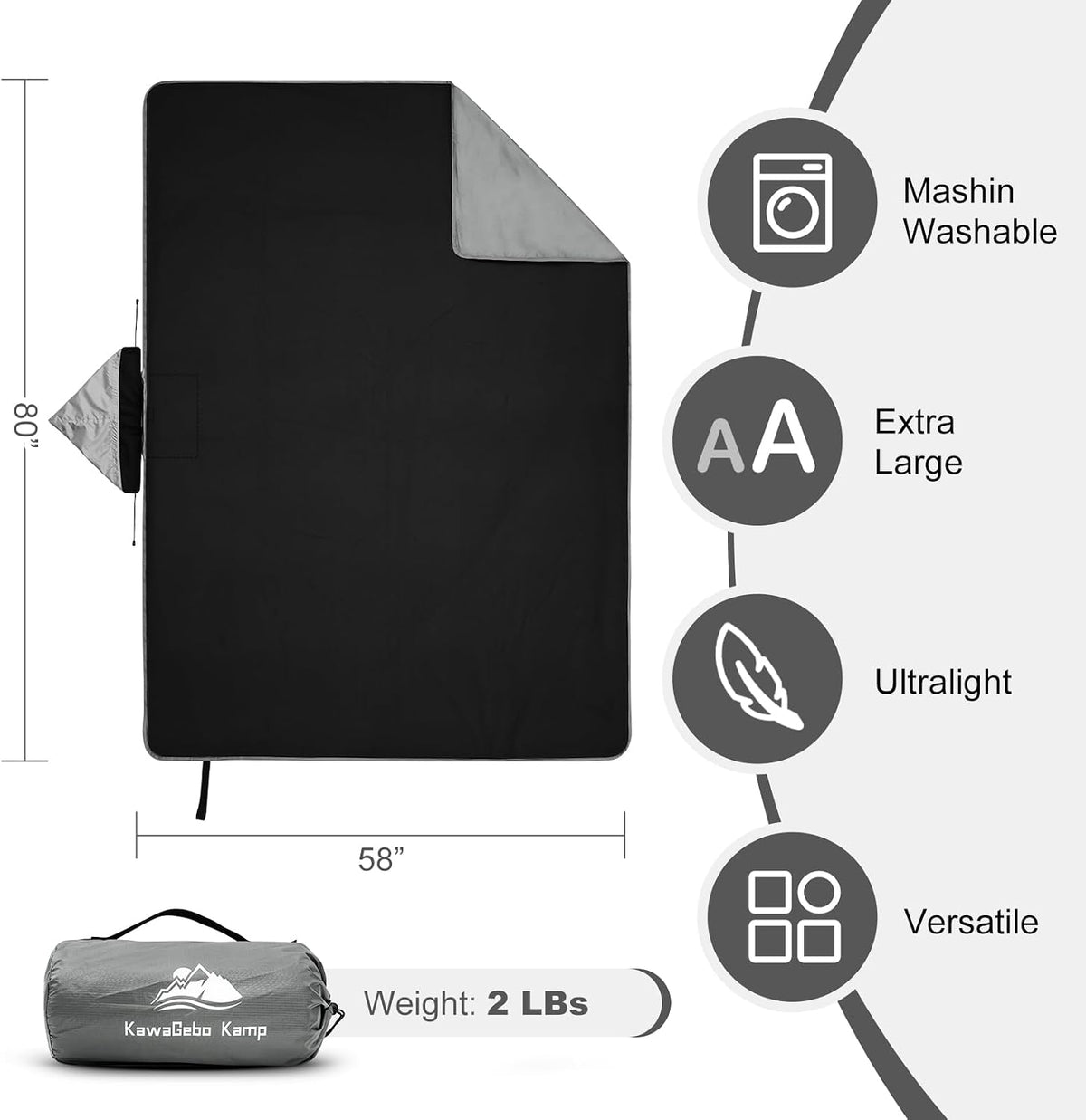 Large Waterproof Outdoor Stadium Blanket 80"x 58"