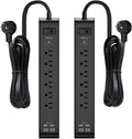 2 Pack Power Strips Surge Protector, 25FT Flat Extension Cord, Flat Plug