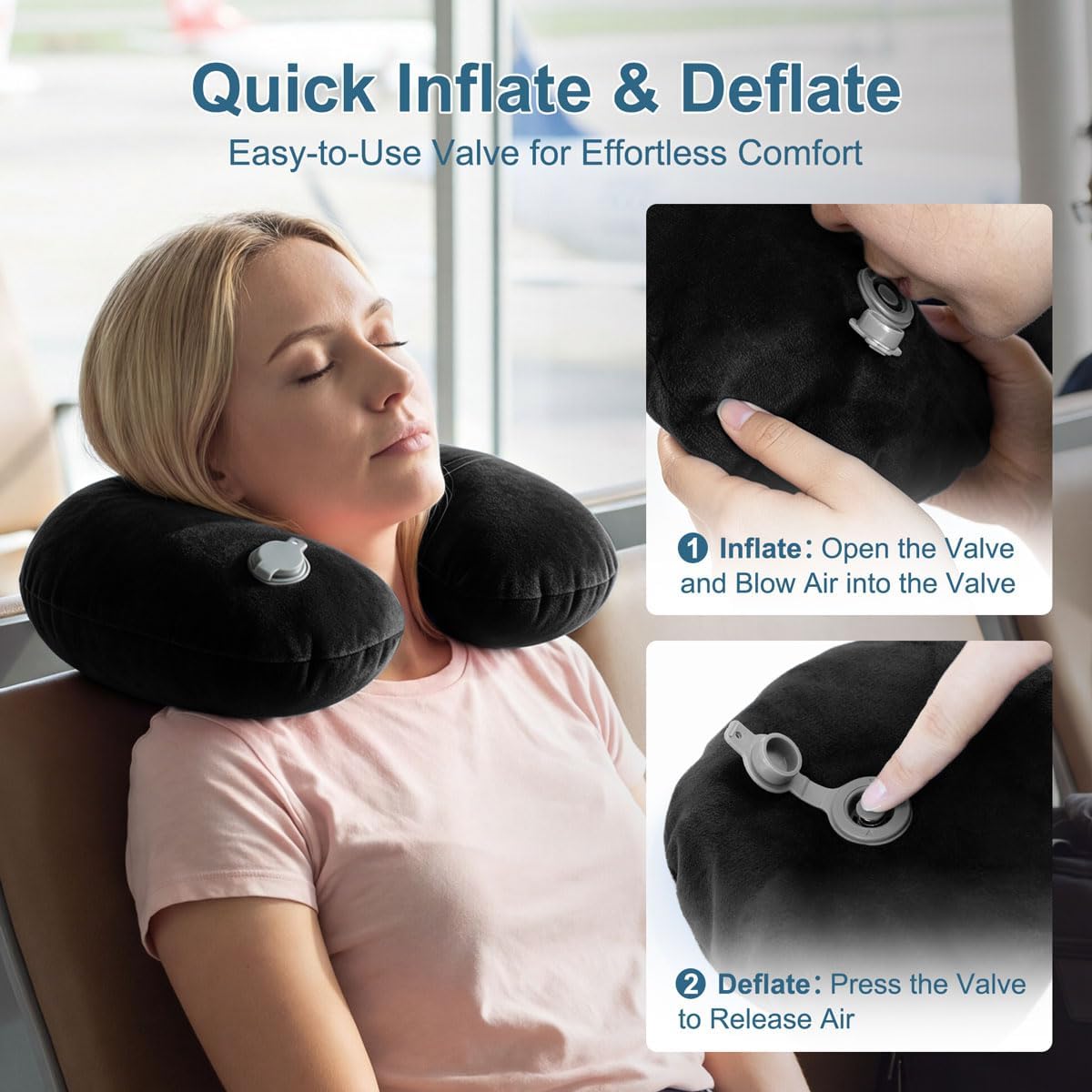 KAWAHOME Travel Blanket Airplane Compact Set with Neck Pillow, Eye Mask