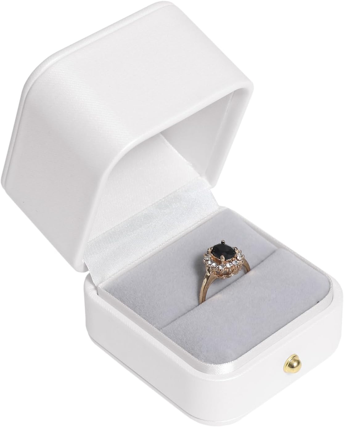 Velvet Ring Gift Box, Small Jewelry Earring Studs Holder Case for Wedding Day, Proposal, Engagement, Anniversary, Ring Display Storage Box for Women Girl (White S)