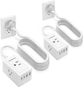 Power Strip with 15 ft Cord-3 Widely Spaced Outlets 4 USB Ports(2 USB C Port,PD20W Fast Charging),Power Strip Long Cord(1250W/10A),Extension Cord 15 ft,White(2 Pack)