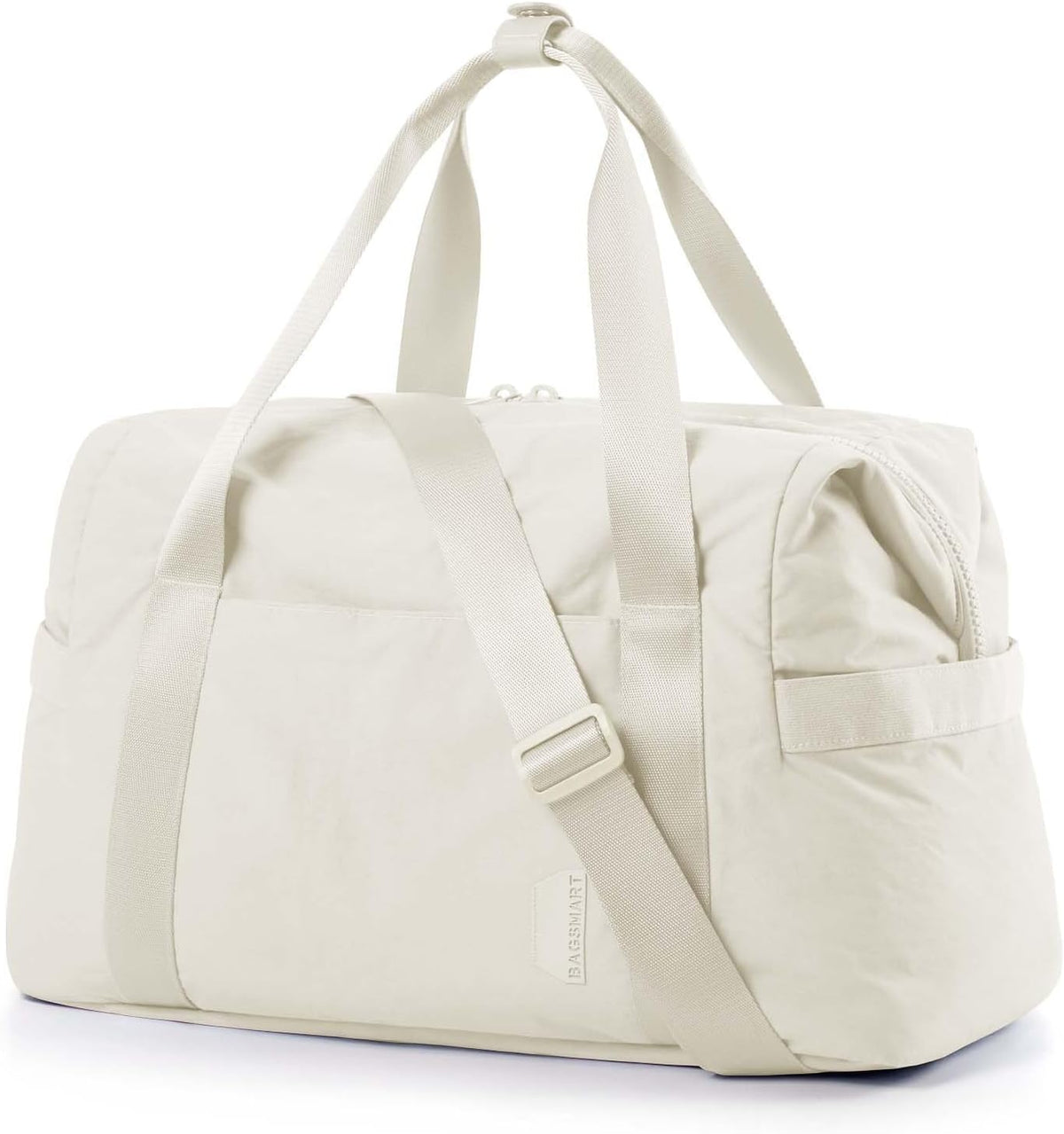 BAGSMART BAGSMART Gym Bag for Women, Carry on Weekender Overnight Bag, Travel Duffel Bags with Trolley Sleeve, Personal Item Travel Bag Tote Bag Workout Dance Bag(Light Beige-Large)
