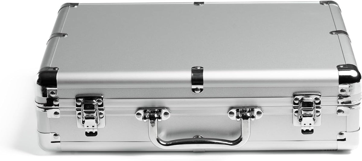 15 slots Watch organizer Case, Silver Aluminum watch storage box, hard watch travel box, padded case for watch display and organization