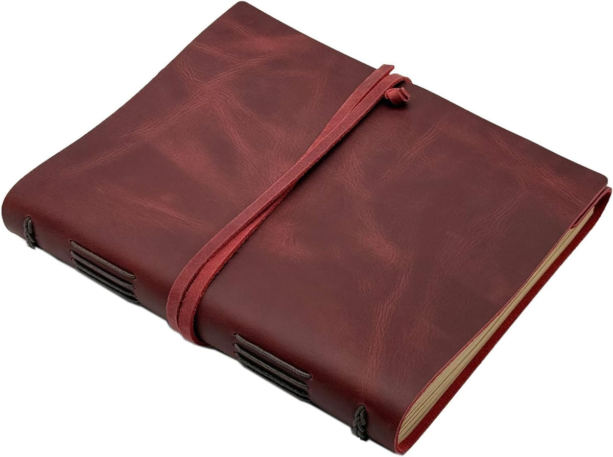 CooLeathor Large Notebook Journal - Genuine Leather Journals for Writing A4 Size Diary 8x10 Inch, Notepad For Women and Man, Gifts,Work,Travel Wine Red