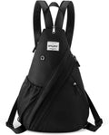 Women's Crossbody Rope Sling Bag - Convertible Chest Bag & Casual Daypack, Water-Resistant Backpack for Travel, Cycling, Hiking, Black