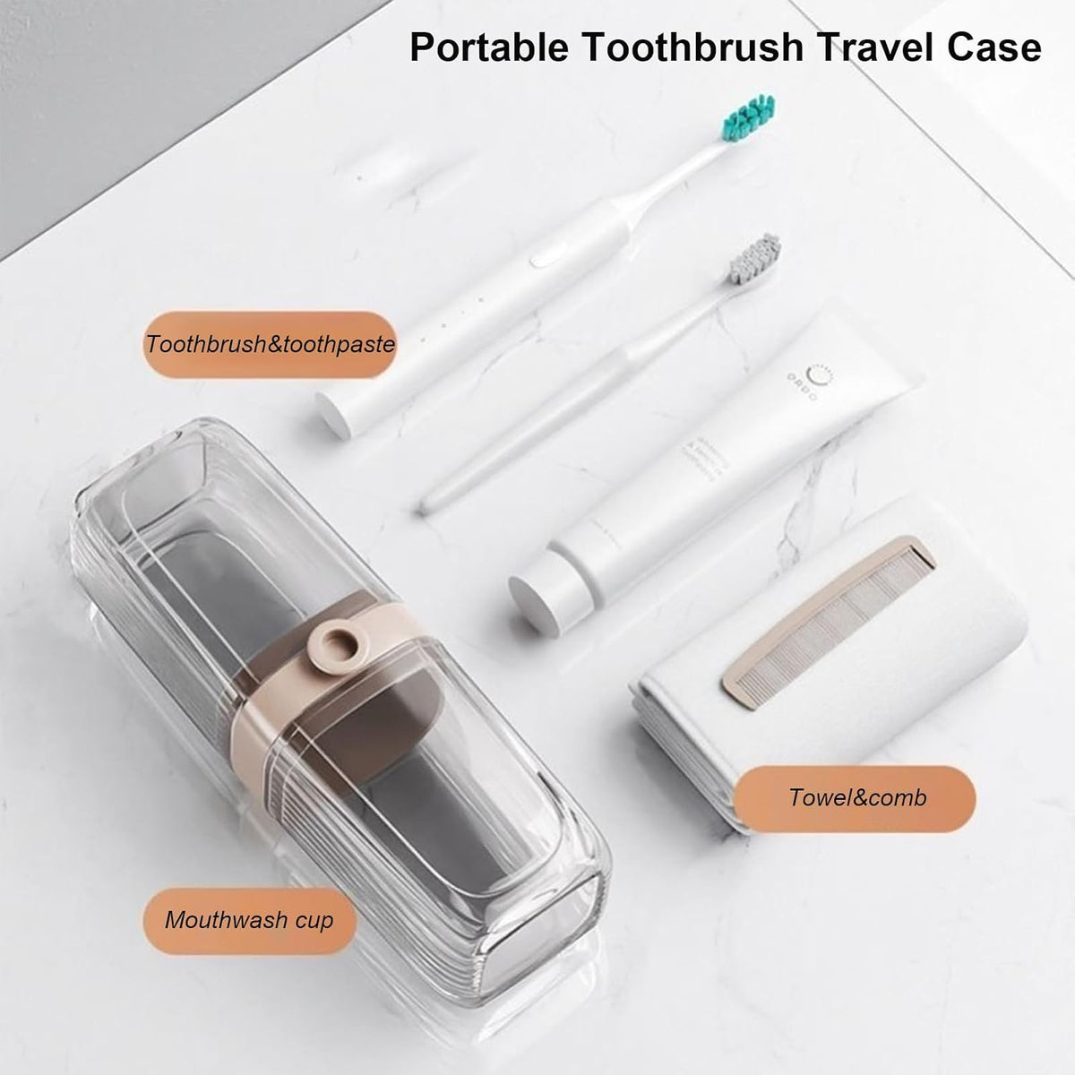 Toothbrush Travel Case Portable Clear Grey Toothbrush Holders with Cover, Leakproof Toothbrush & Toothpaste Holder for Traveling School Camping Business Trip Bathroom