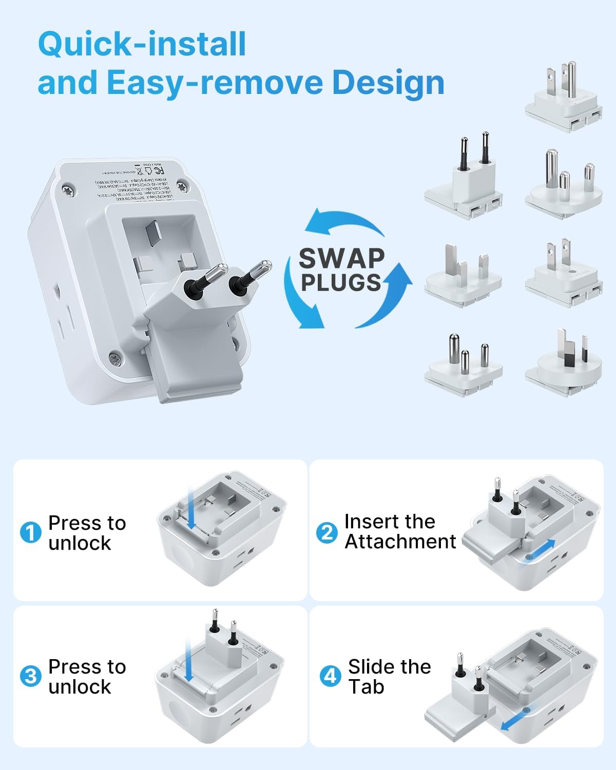 VINTAR Universal Travel Adapter for Apple Watch Charger, Type A,B,C,D,G,I,M