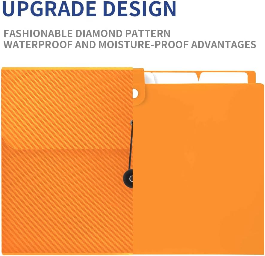 Expanding File Folder, 13 Pockets Accordian File Holder Organizer, A4 Letter Size Paper Document Receipt Organizer Accordion Filing Folder for Classroom, Home, Office and Travel, Orange