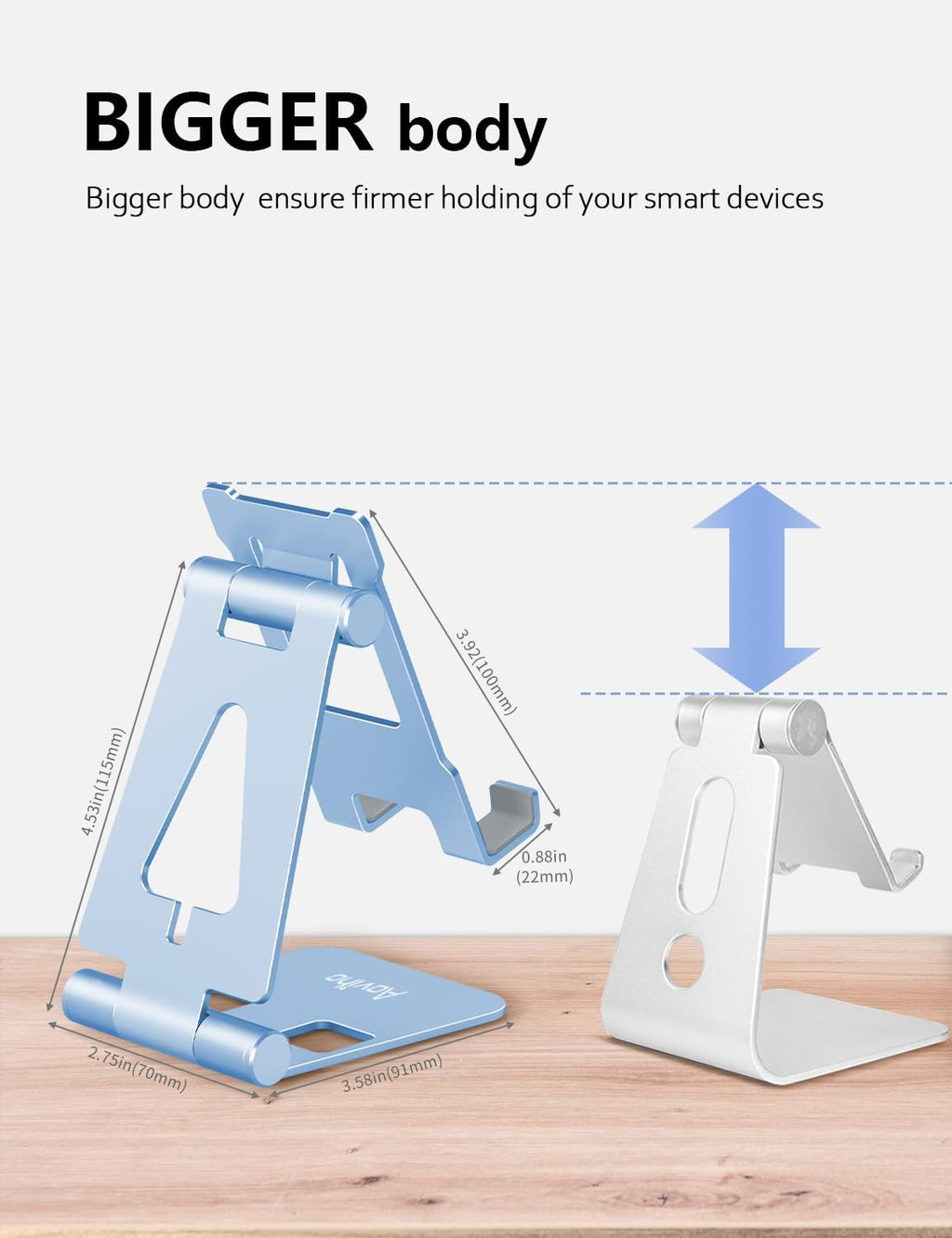 Aoviho Foldable Cell Phone Stand for Desk, Holder for iPhone,Sky Blue