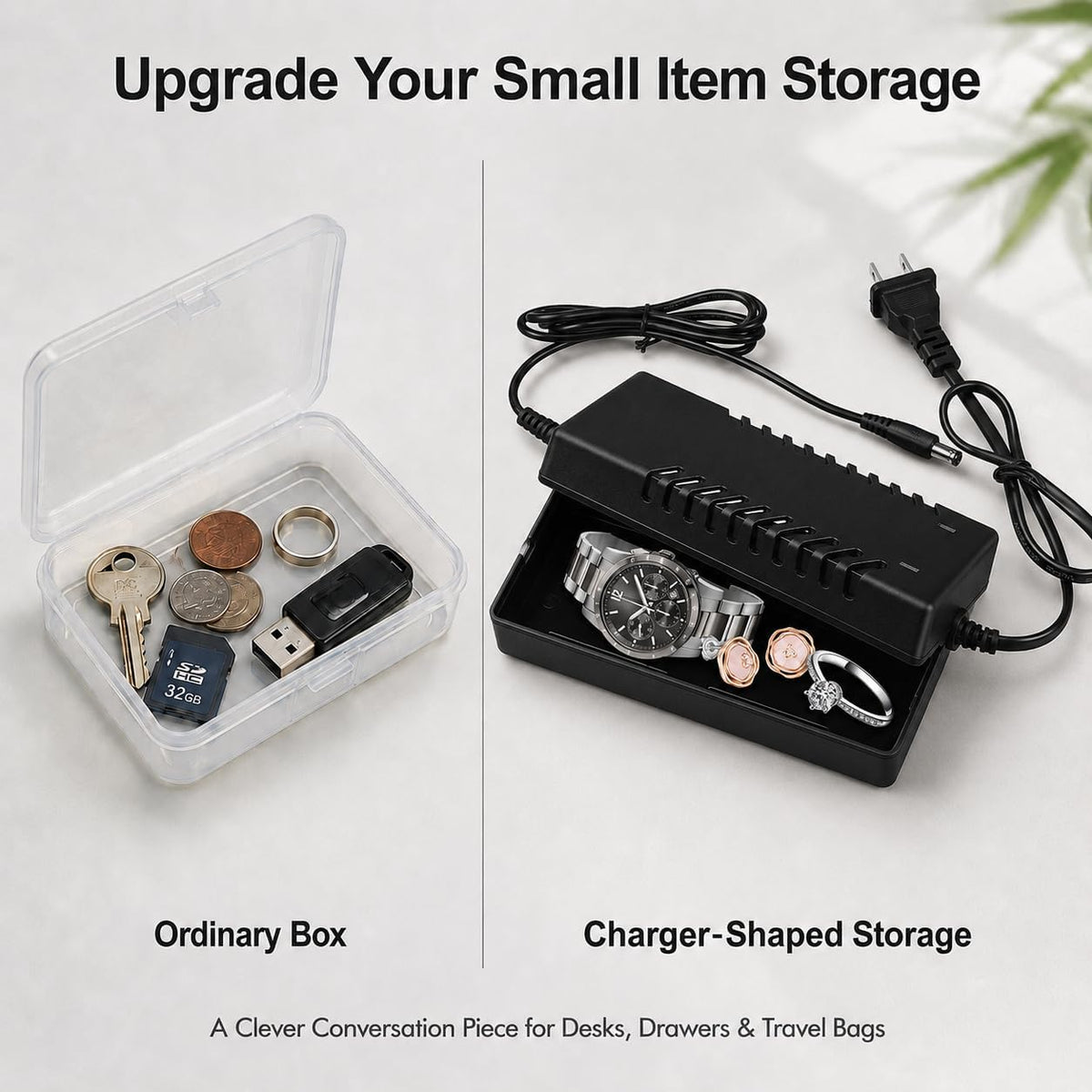 Homoyoyo Fake Charger Hidden Money Box Discreet Storage Safe Security Wall Plug Diversion with Storage Hiding Places for Coins Cash Jewelry Card Coins Travel Home Diversion Safes and Containers