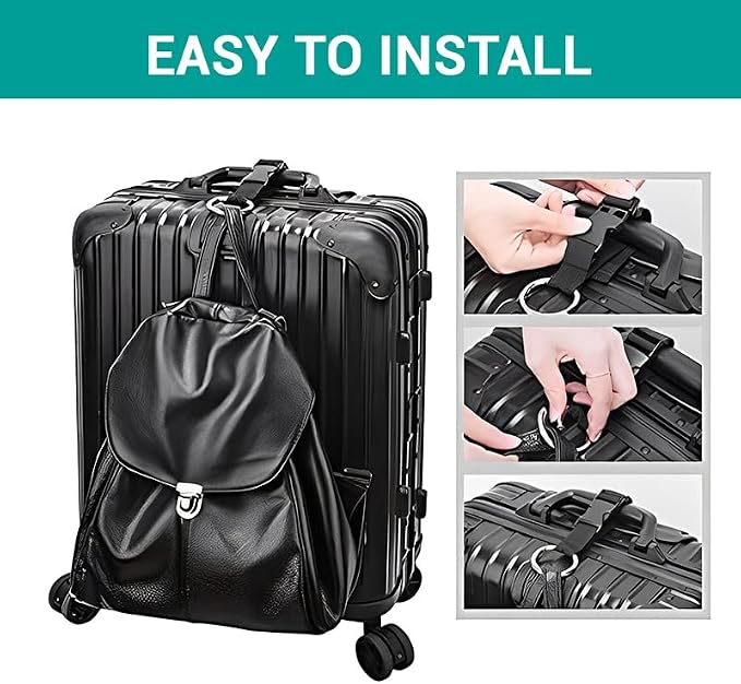2 Pack Adjustable Luggage Connector Straps for Suitcases - Jacket Gripper