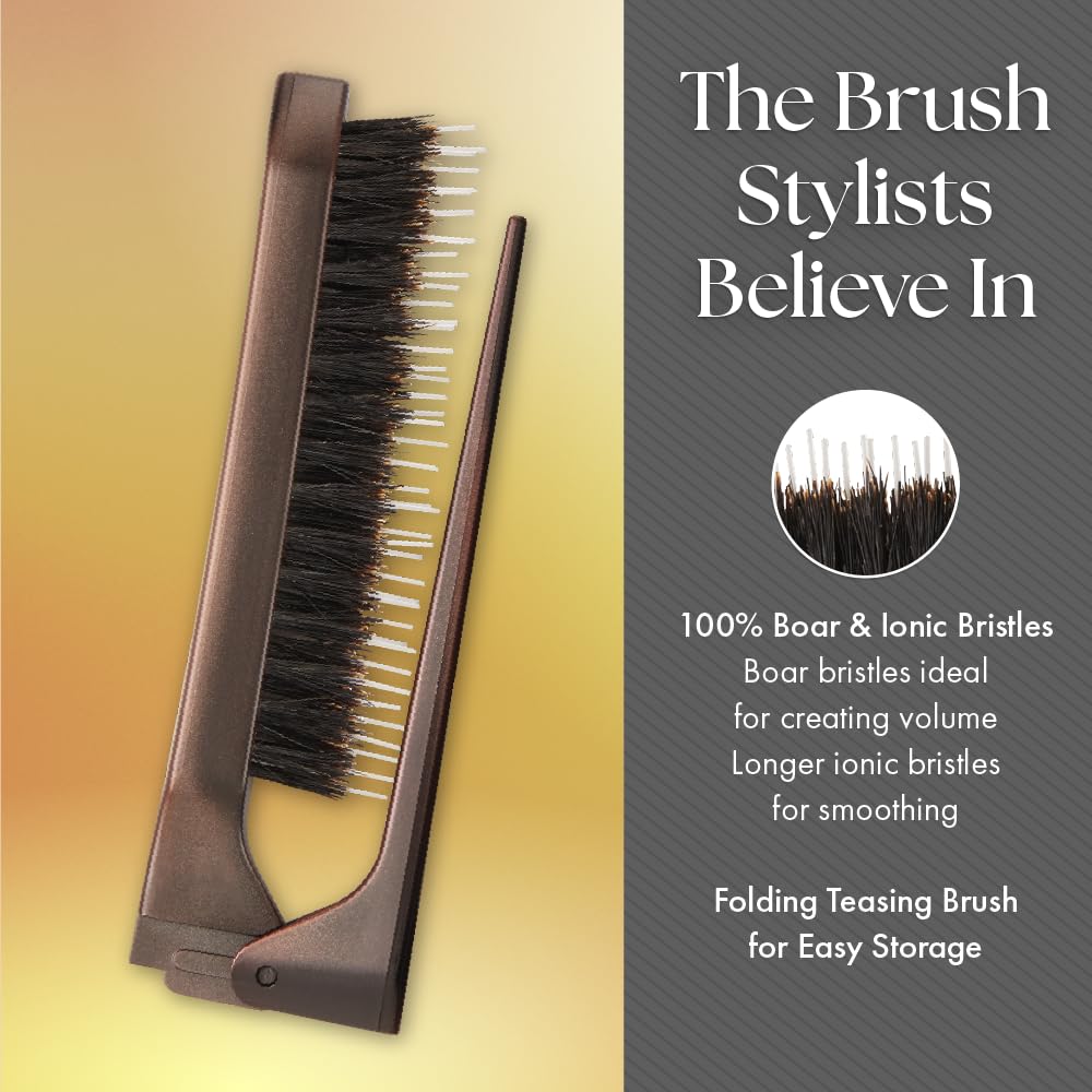 Olivia Garden Style-Up Teasing Hair Brush - Folding Design with Tail for Precise Sectioning