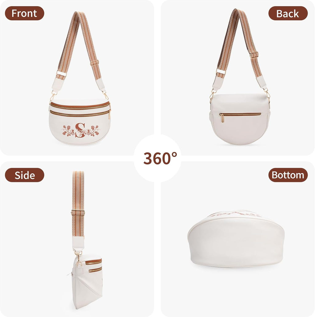 Viverte Personalized Gifts for Women Initial Bum Bags Pu Leather Crossbody Bags Letters Purses for Mom