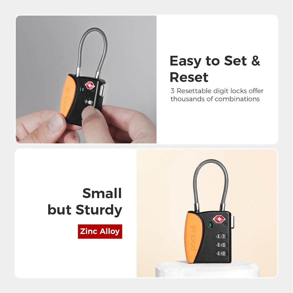 pack all TSA Approved Travel Luggage Locks, Resettable 3-Digit Code