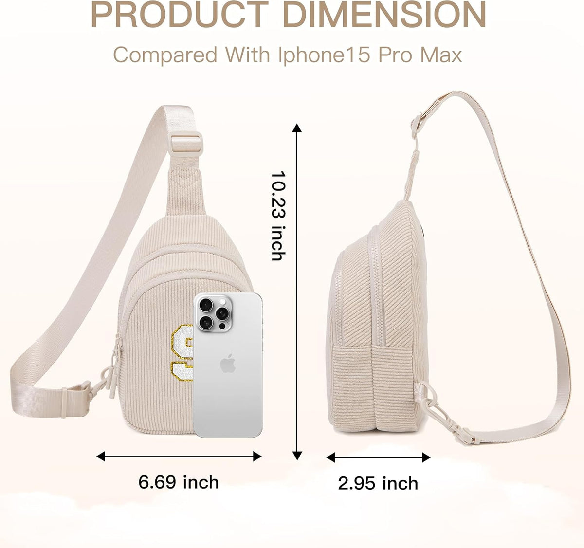 Viverte Small Corduroy Sling Bag Initial Crossbody Bag Fanny Pack for Girls Personalized Birthday Gifts for Teen Girls Gifts