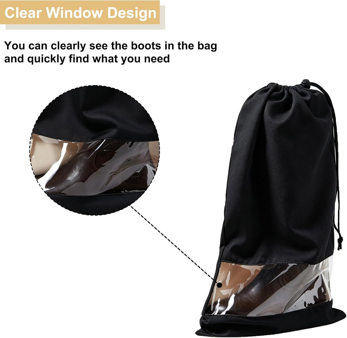 4 Pack Single Boot Bag, Portable Dust Proof Boot Bags for Cowboy Boots
