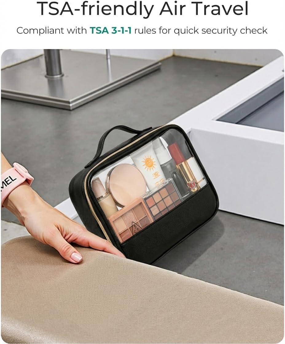 Clear Makeup Bags with Zipper, 3 Pack Clear Cosmetic Bag Set Makeup Organizer TSA Approved Travel Toiletry Bag for Carry-on & Checked Luggage Water Resistant Car Storage Organizer Women