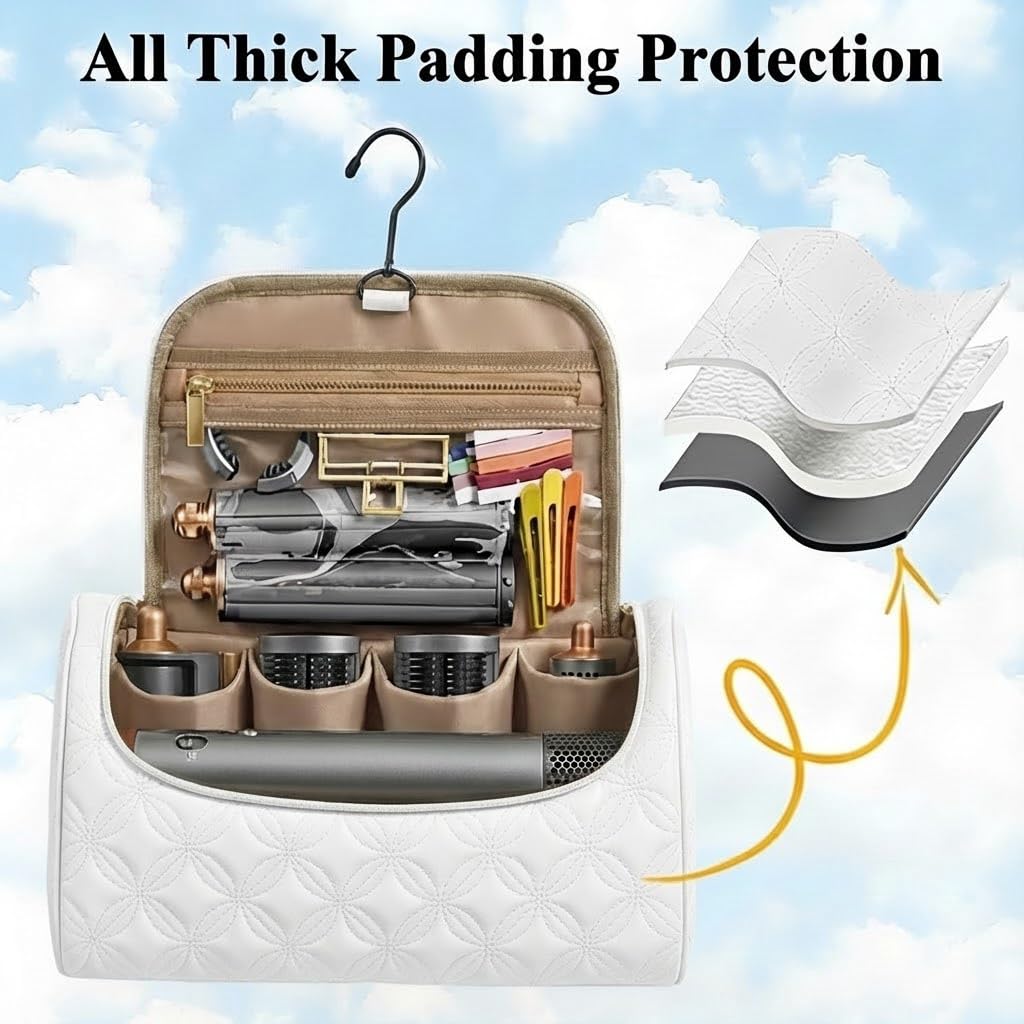 Mancro Padded Travel Case Compatible with Dyson Airwrap, White