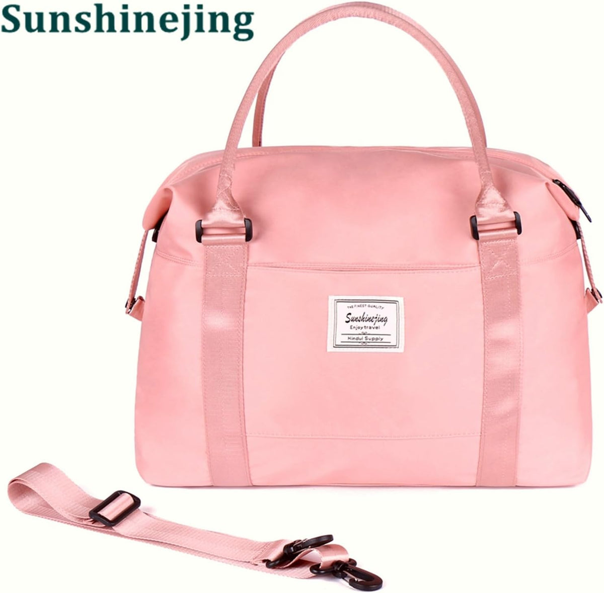 Sunshinejing Unisex Large Travel Shoulder Weekender Overnight Bag Handbag Gym Tote Bag with Trolley Sleeve (Pink)