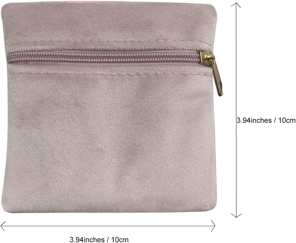 8pcs Small Velvet Jewelry Pouches with Zipper Gift Bags for Bracelet Necklace,Ring,Earrings,Earphone,Wedding Favors, Party Favors,Travel,3.94" X 3.94" (Mixed color)