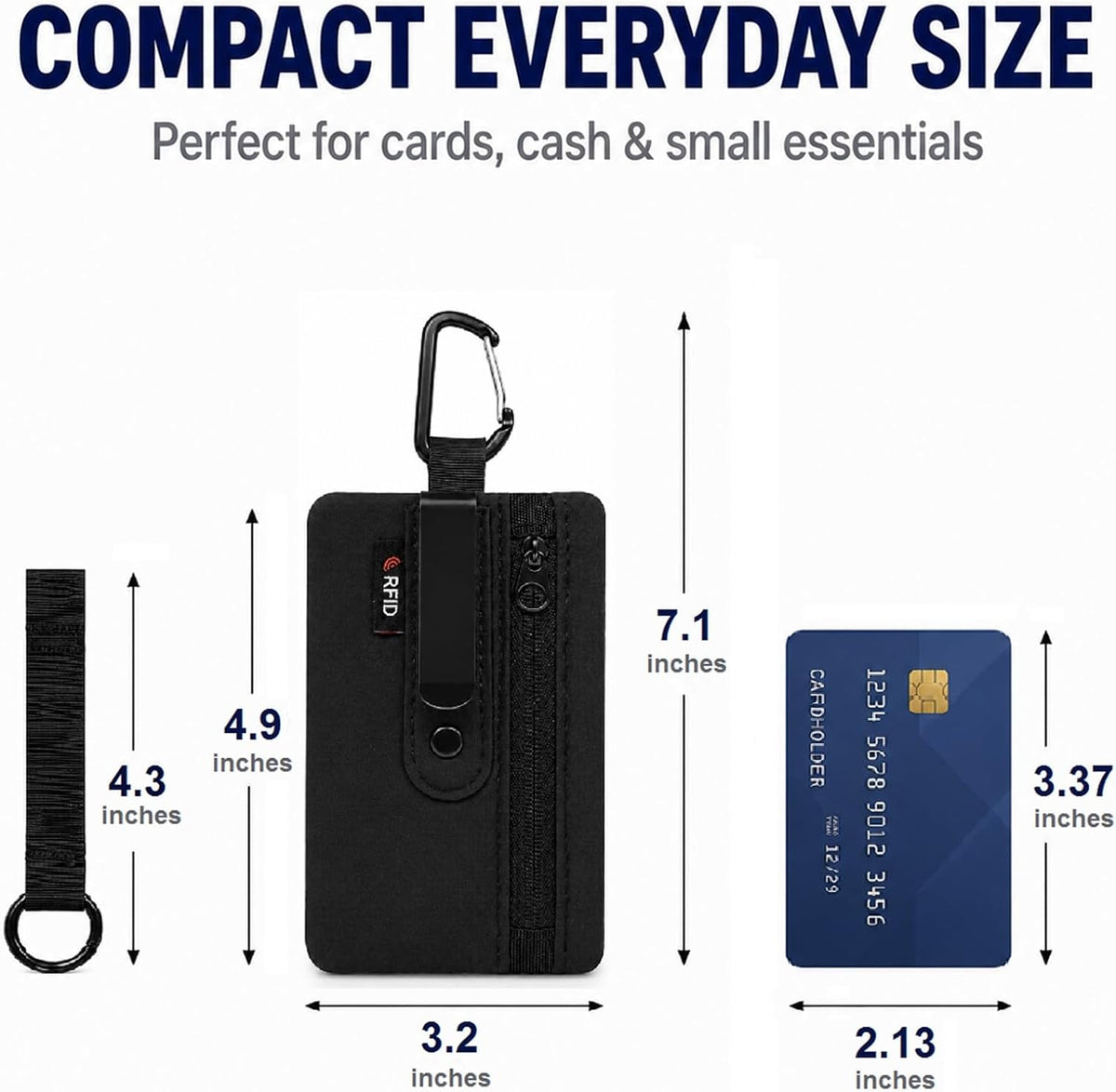 Hidden Clip Stash Travel Belt Wallet for Credit Cards & Cash, RFID Blocking