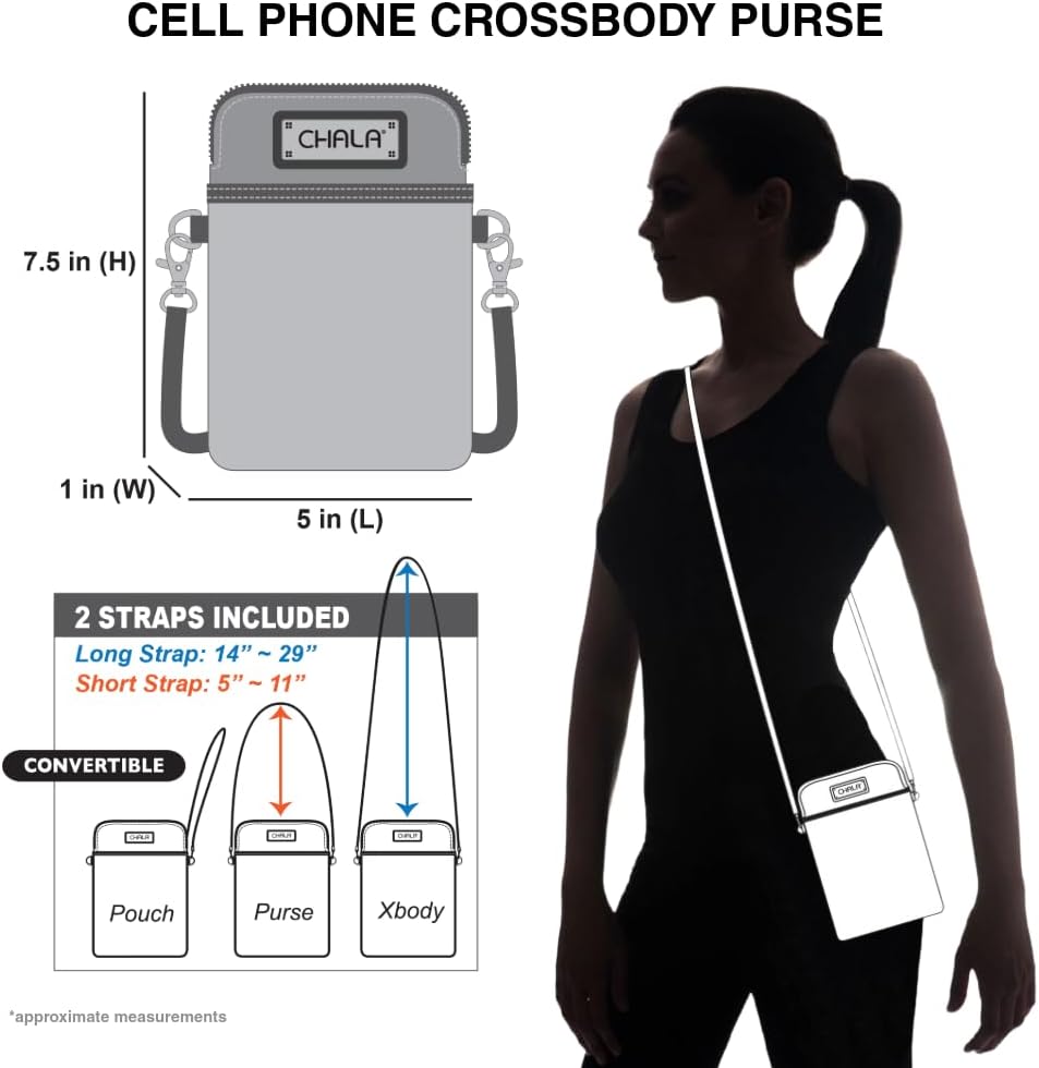 CHALA Ocean Collection Cell Phone Crossbody Purse-Women PU Leather/Canvas Multicolor Handbag with Adjustable Strap