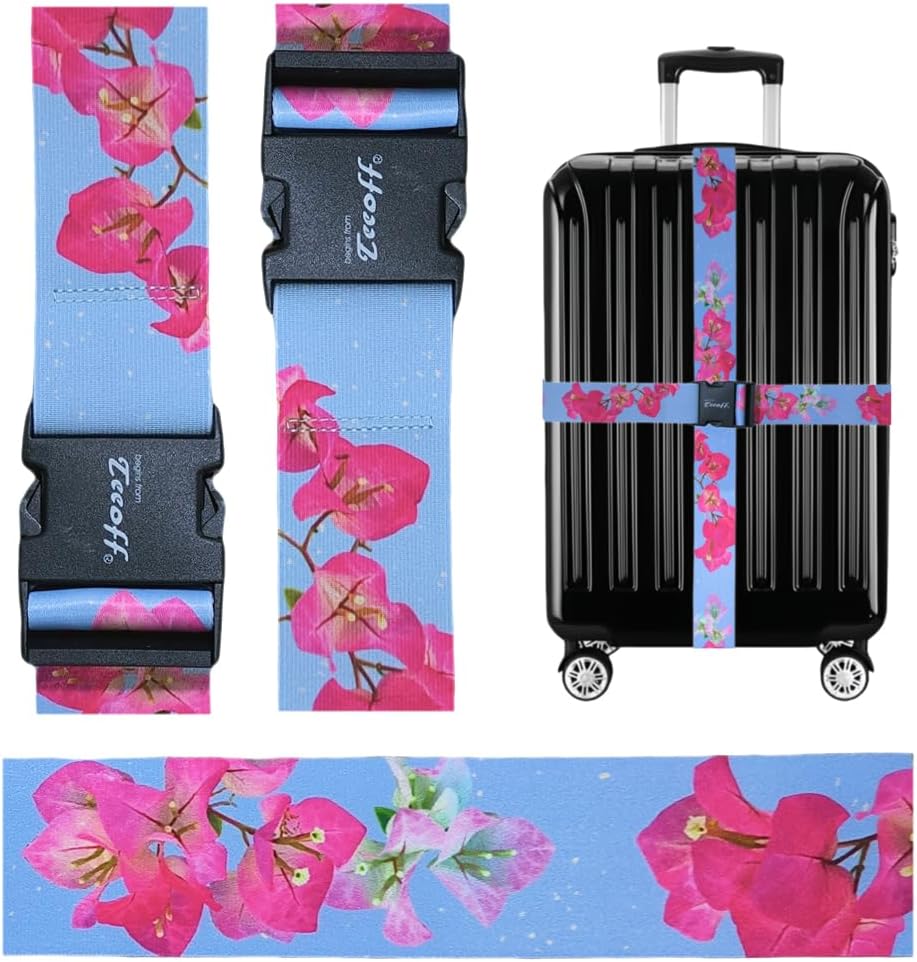 Teeoff 2 Pack Elastic Luggage Straps Suitcase Belts Travel Bag Accessories Adjustable 220CM (Light Blue)