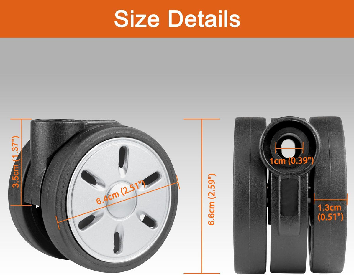 Wheels for Rimowa Trunk, 2 Pack Replacement Kit for Luggage(64mm-Silver-Asterisk)