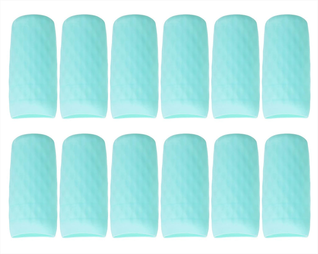 Mini Skater 12pcs Silicone Travel Bottle Cover Reusable Elastic Sleeve Fit Standard Toiletry Container Stretching Bottle Lid Cap for Luggage Bag Suitcase Prevent Leakage Solution (Light Blue)