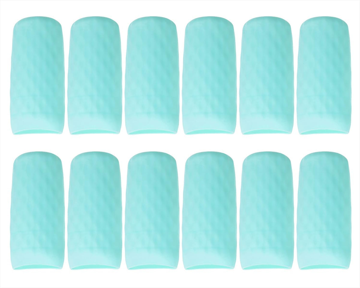 Mini Skater 12pcs Silicone Travel Bottle Cover Reusable Elastic Sleeve Fit Standard Toiletry Container Stretching Bottle Lid Cap for Luggage Bag Suitcase Prevent Leakage Solution (Light Blue)