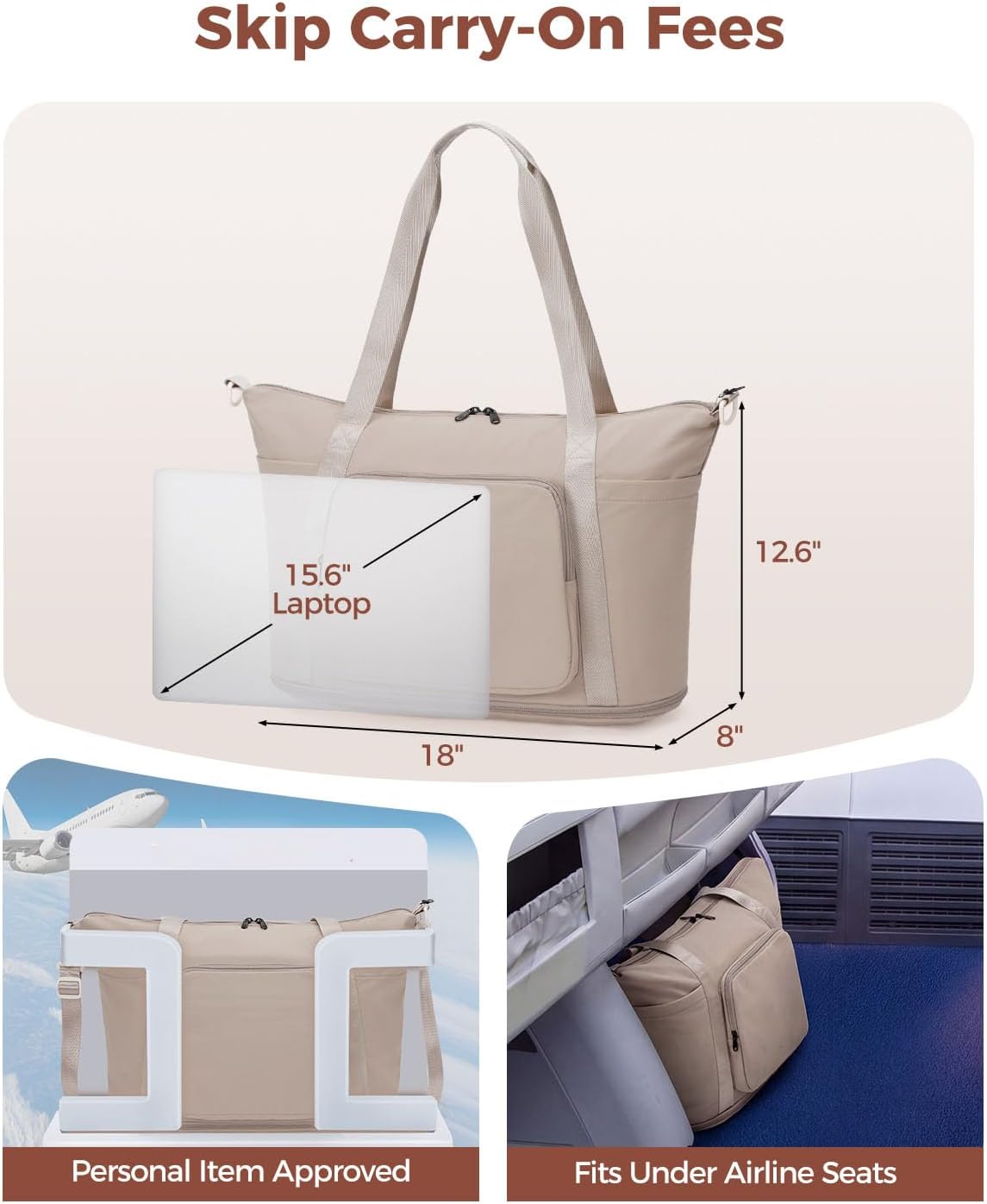 WANDF Foldie Personal Item Travel Bag Expandable, Carry On Duffle Bag Women