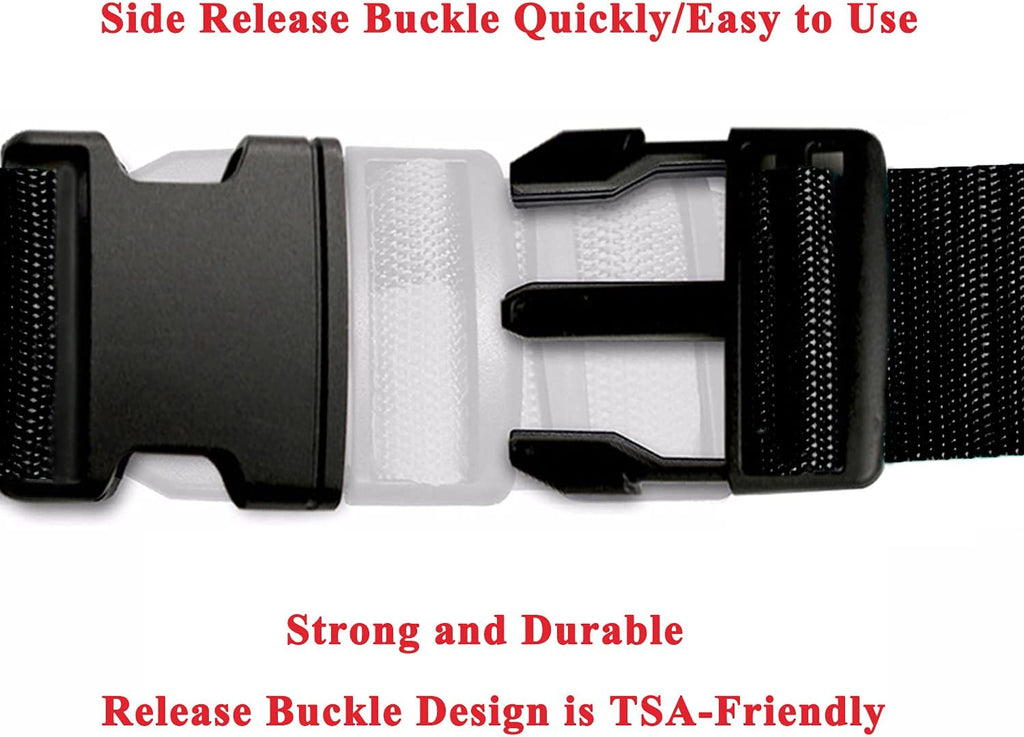2 Pack Suitcase Belts, Adjustable Luggage Straps, Bright Colors Travel Packing Straps with Quick Release Buckle (Black)
