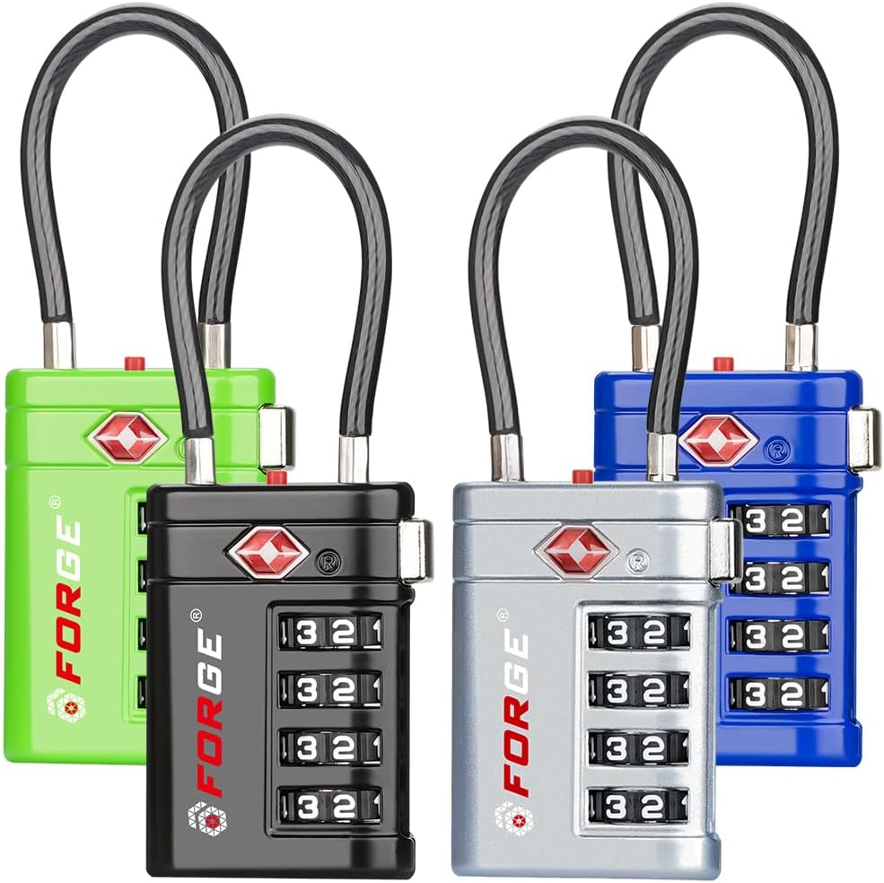 Forge Open Alert TSA Approved Luggage Locks, TSA Travel Locks, Advance Core, Zinc Alloy Body. 4 Color Locks.