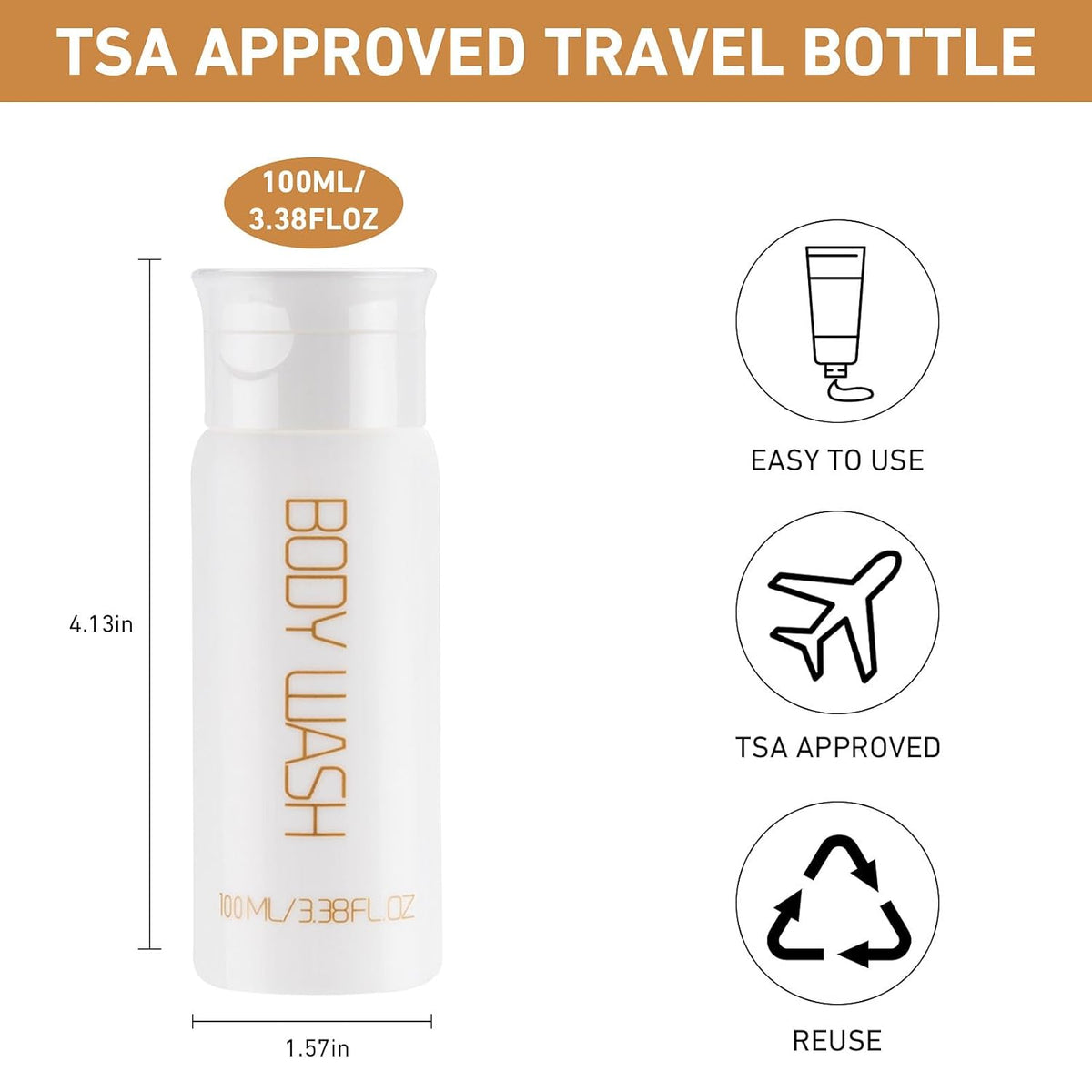 Travel Bottles for Toiletries 2 PCS 3.38 oz Travel Size Containers
