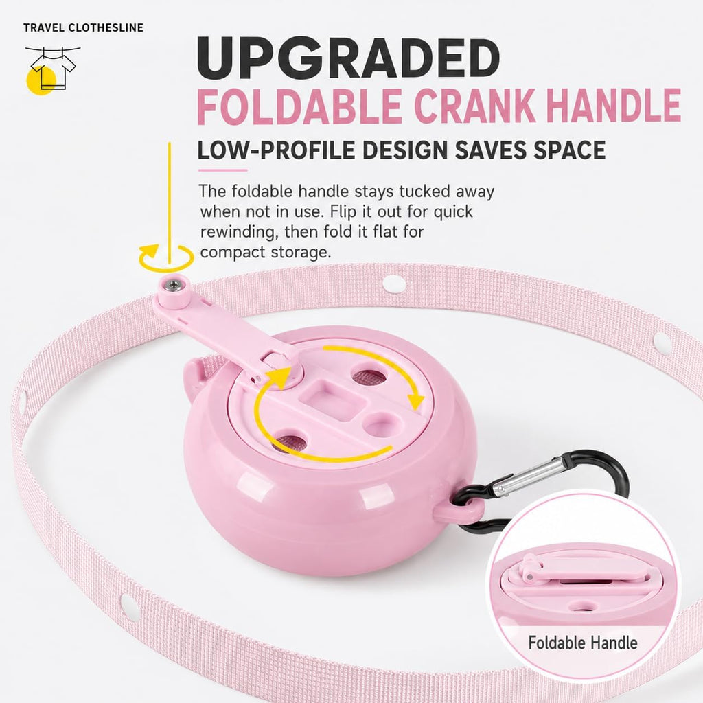 Retractable Travel Clothesline Kit with 10 Foldable Hangers, 20 Clips & Bag
