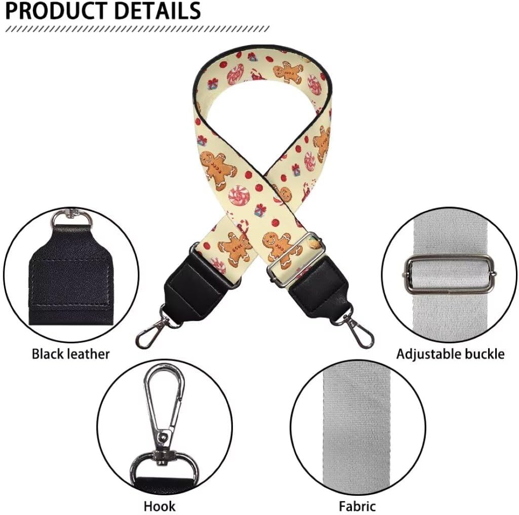 Coldinair Gingerbread Men Purse Strap Replacement - Crossbody Bag Wide Strap for Shoulder Bag and Luggage - Soft and Comfortable Belt for Travel