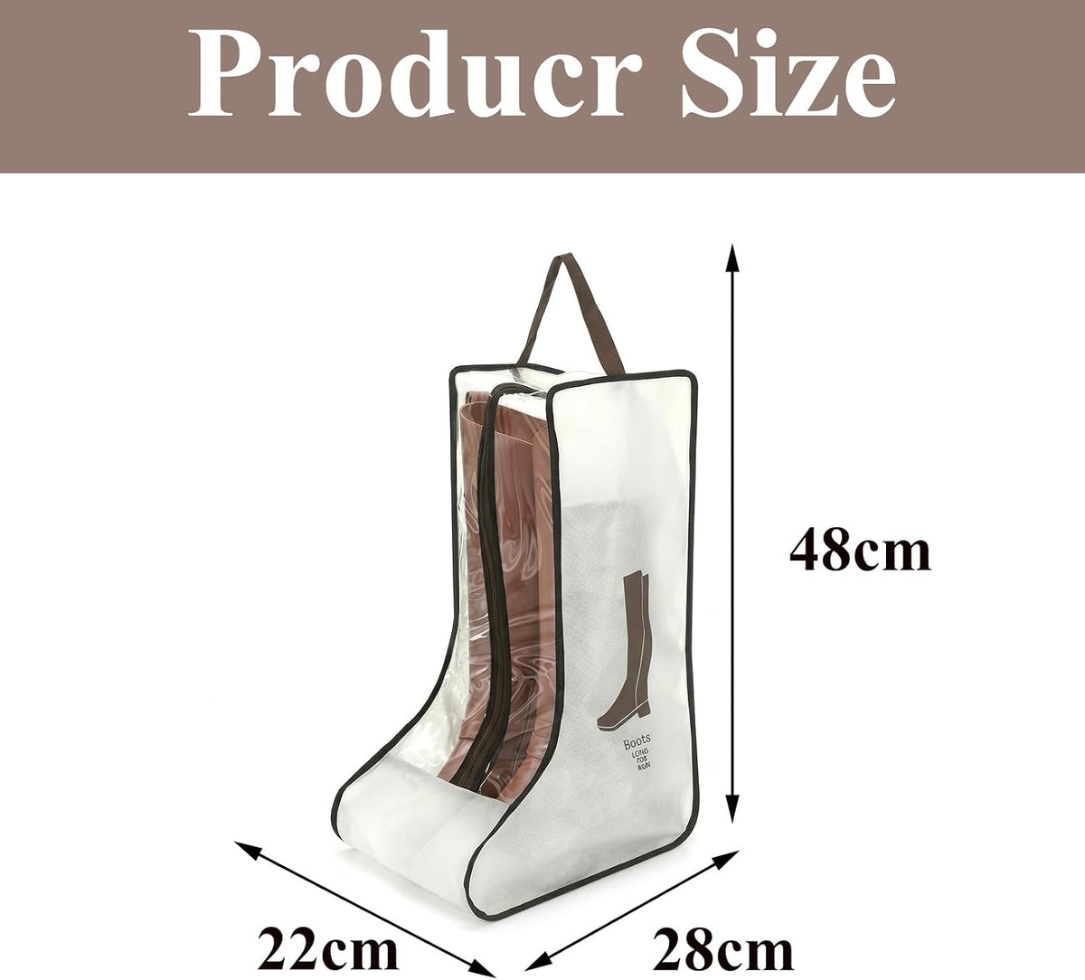 Tall Boot Storage Bag Organizer for Closet and Travel, Portable Dustproof Bags for Cowboy (2 Pcs Off‑White Long Boot)