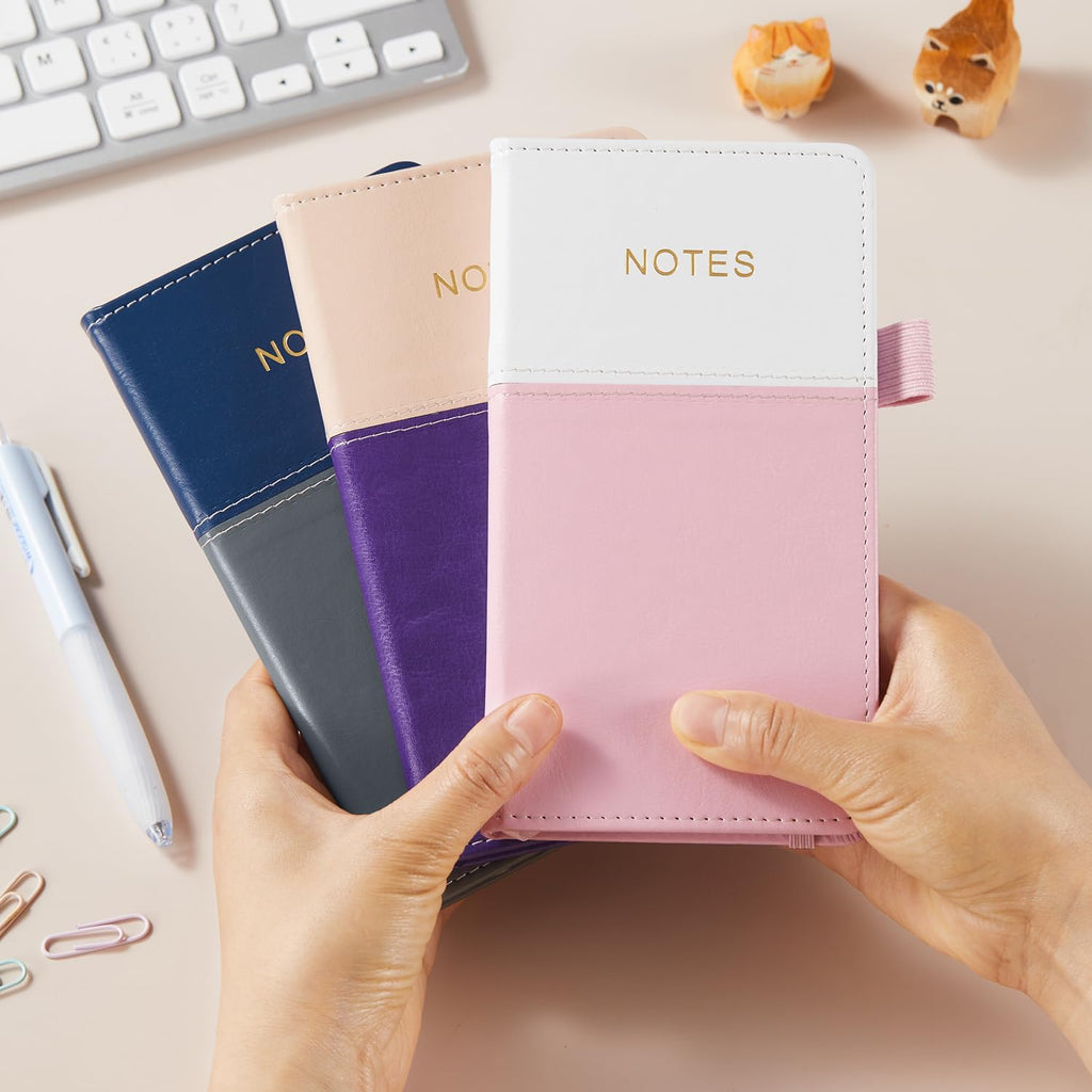 Pocket Notebook Small Journal, 3.8" x 7", A6 Lined Journaling Notebook for Women/Men Work, 140 Pages, Leather Hardcover, School Office Supplies