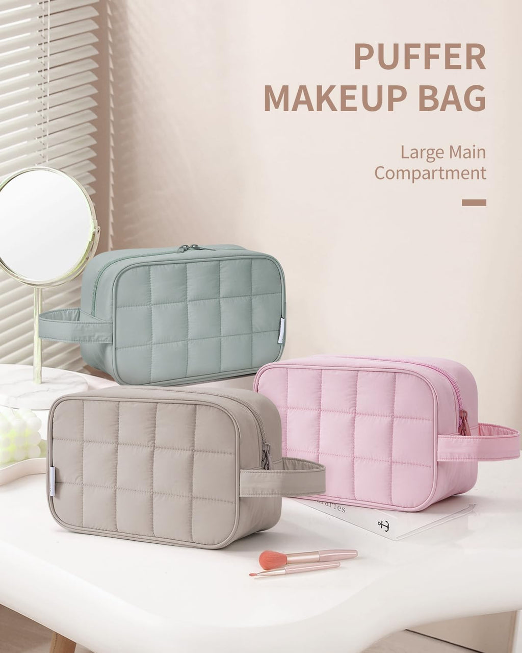 Narwey Quilted Travel Toiletry Bag for Women, Bathroom, Medicine Bag